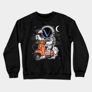 Astronaut Scooter Vechain VET Coin To The Moon Crypto Token Cryptocurrency Blockchain Wallet Birthday Gift For Men Women Kids Crewneck Sweatshirt